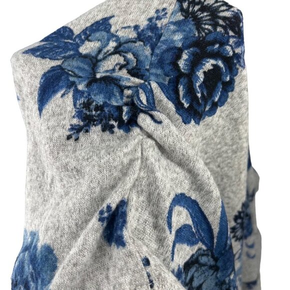 MANDY EVANS SOFT FLORAL PRINT BELL SLEEVE BLUE GRAY TOP - 1X - Picture 5 of 5